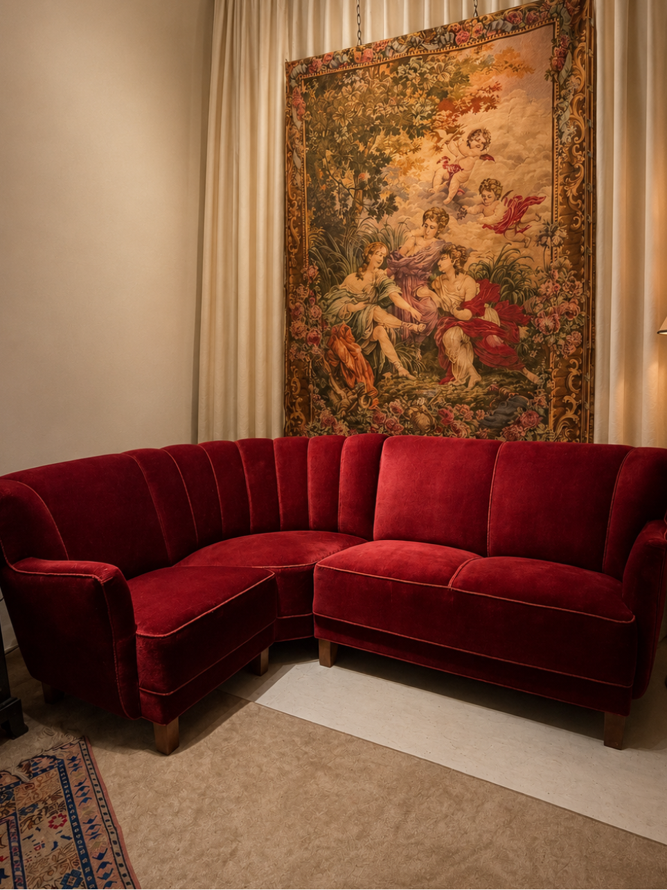 DANISH RED SECTIONAL SOFA (c. 1950s)