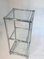 Chrome + glass tubular side table (c. 1980s)