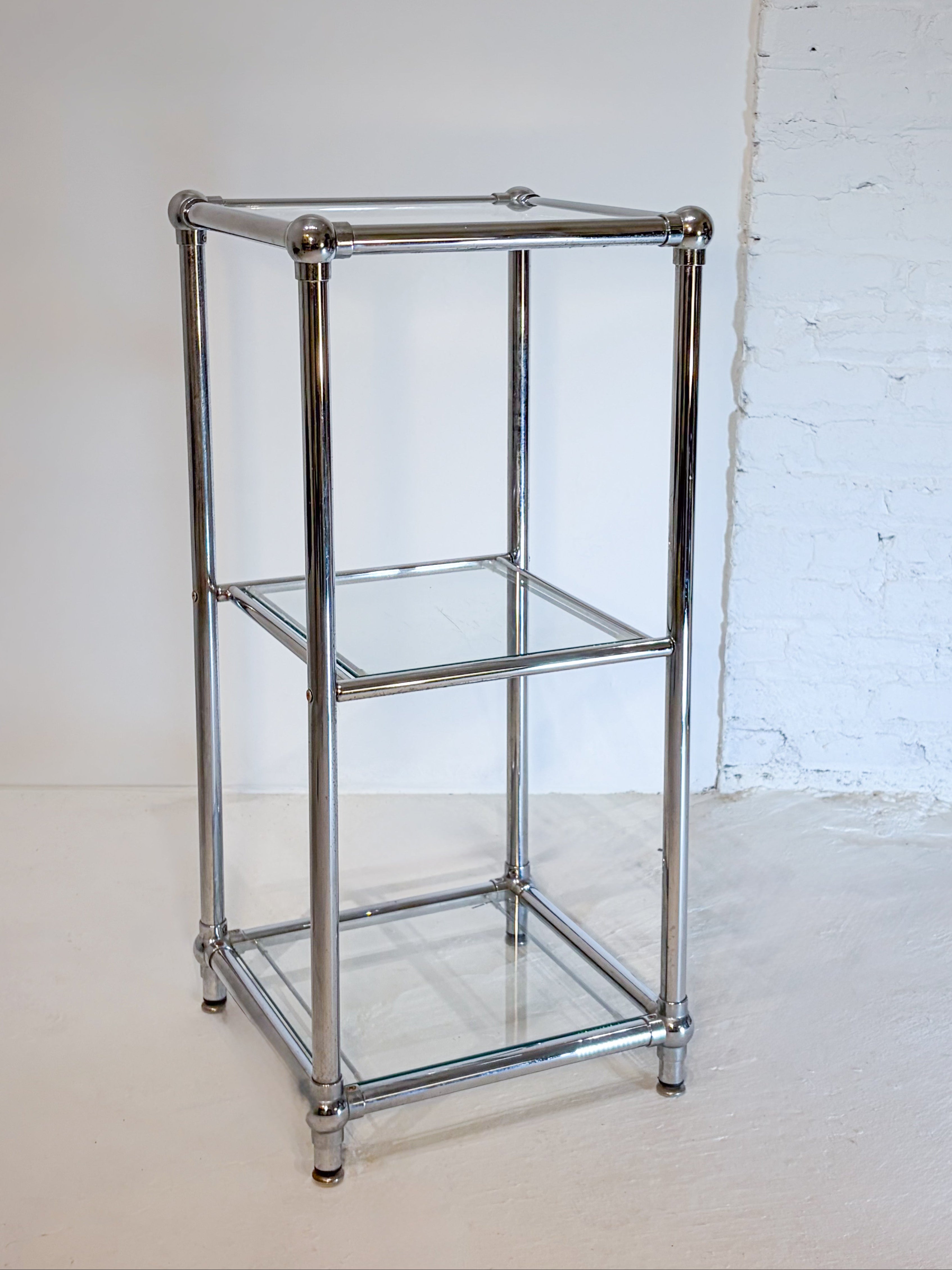 Chrome + glass tubular side table (c. 1980s)