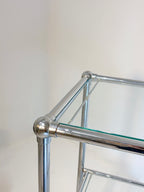 Chrome + glass tubular side table (c. 1980s)