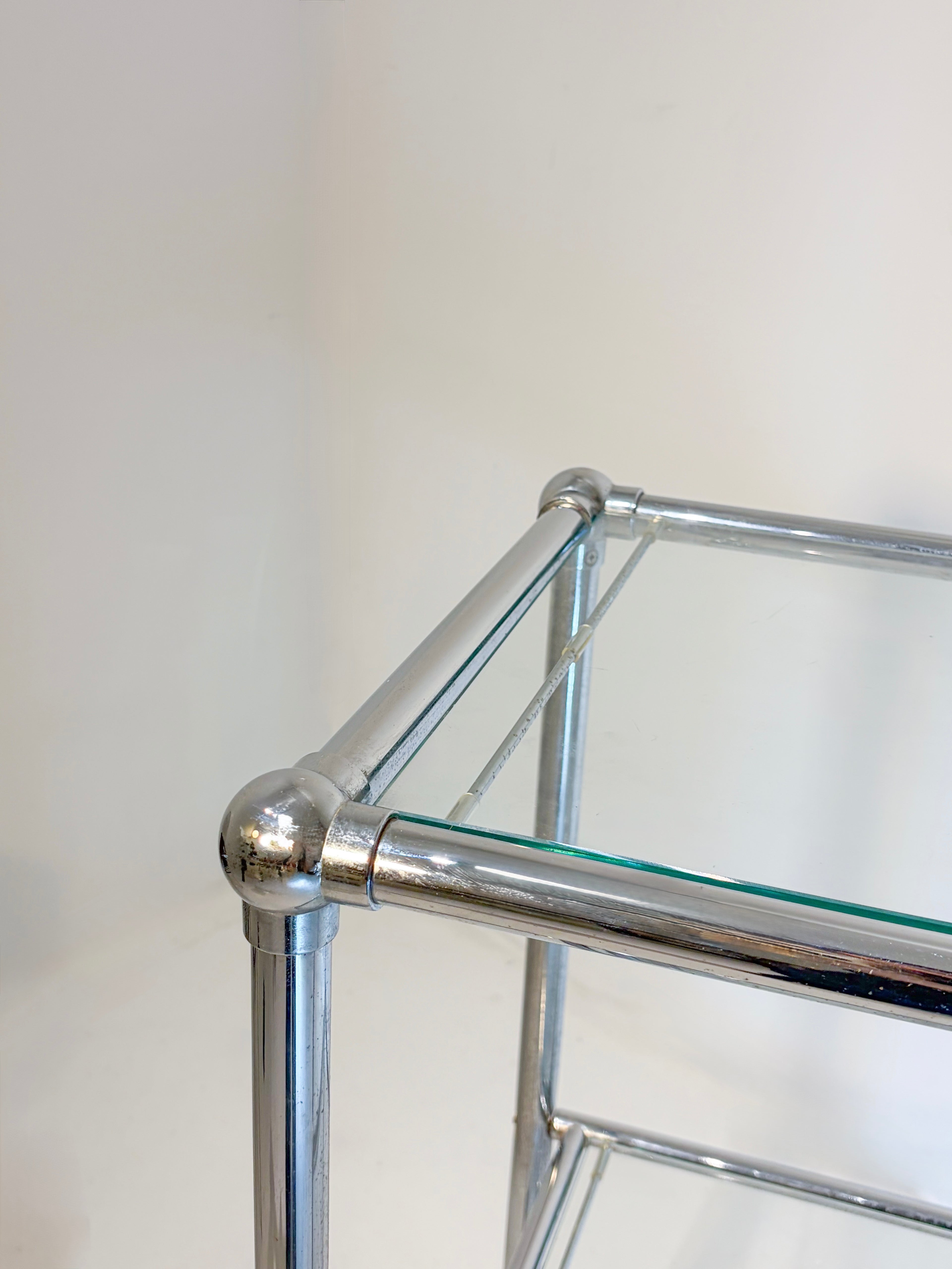 Chrome + glass tubular side table (c. 1980s)