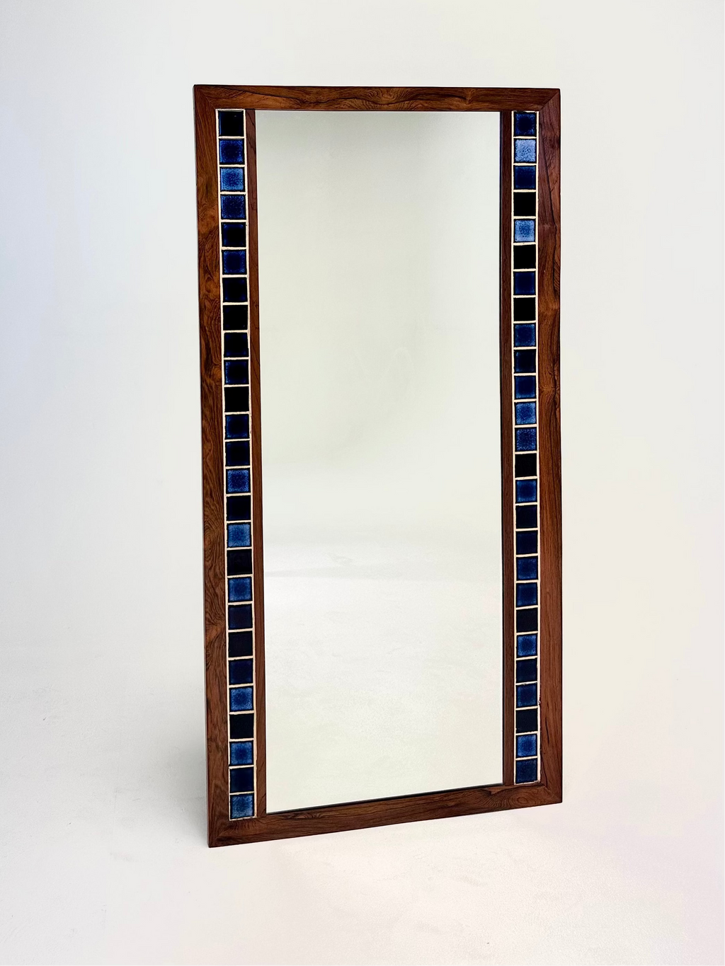 ROSEWOOD & TILE WALL MIRROR ATTR. ERIK WORTS