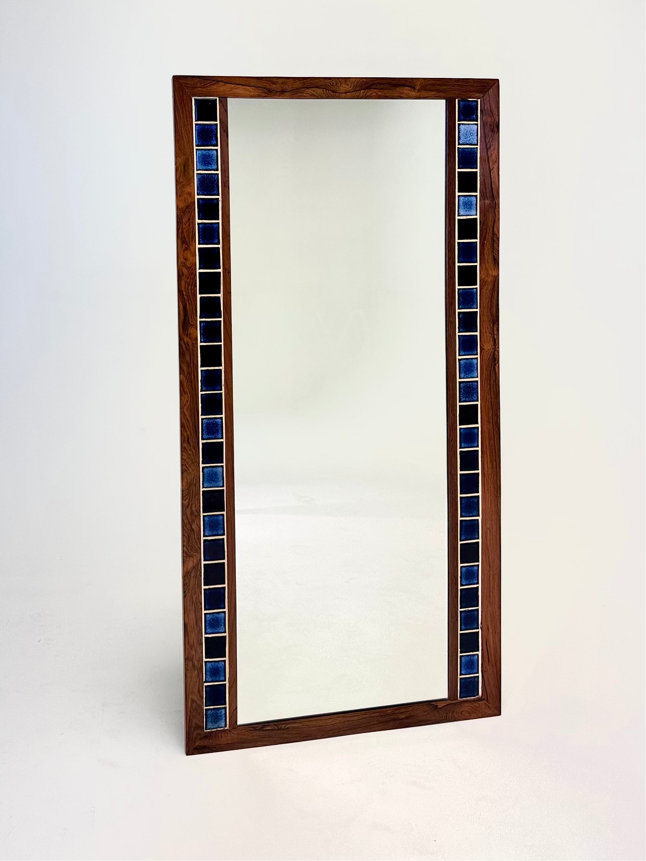 ROSEWOOD & TILE WALL MIRROR ATTR. ERIK WORTS