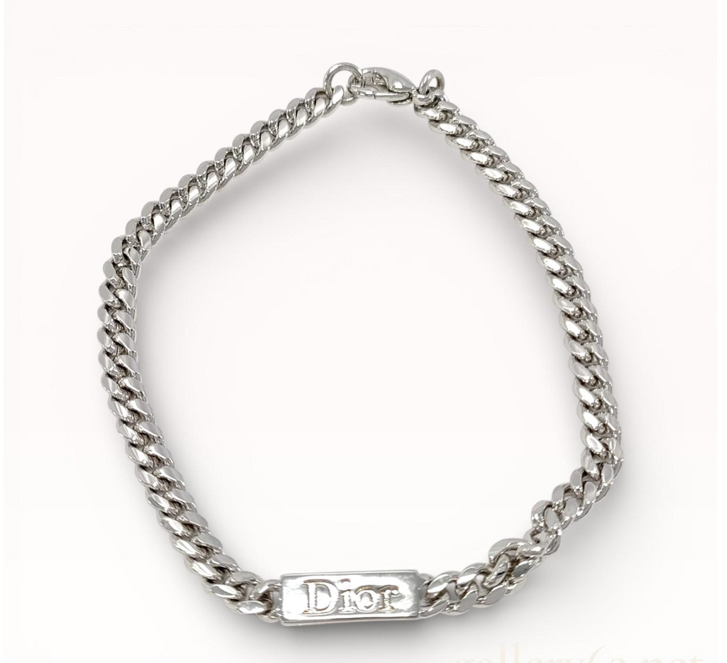 Vintage Christian Dior Logo Curb Chain Bracelet (c. 1990's)
