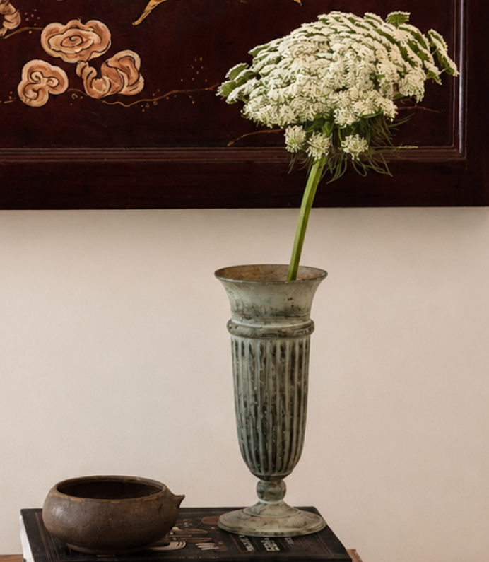PATINATED FLUTED VASE