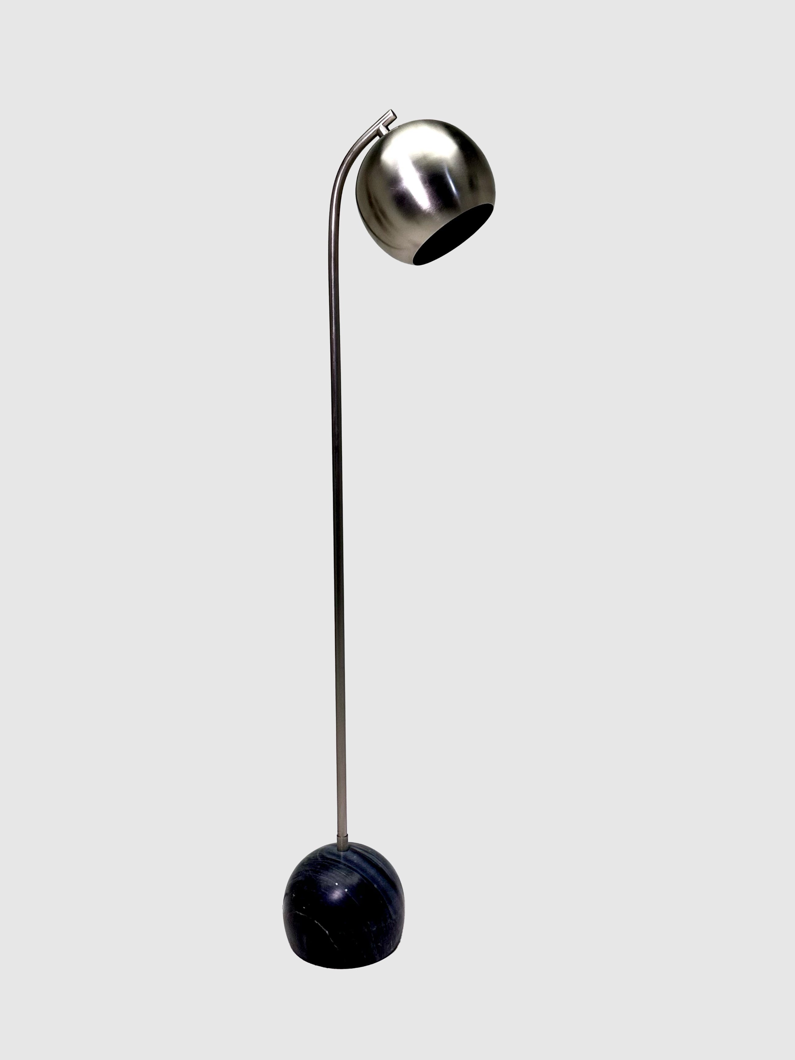 CHROME EYEBALL FLOOR LAMP WITH MARBLE BASE