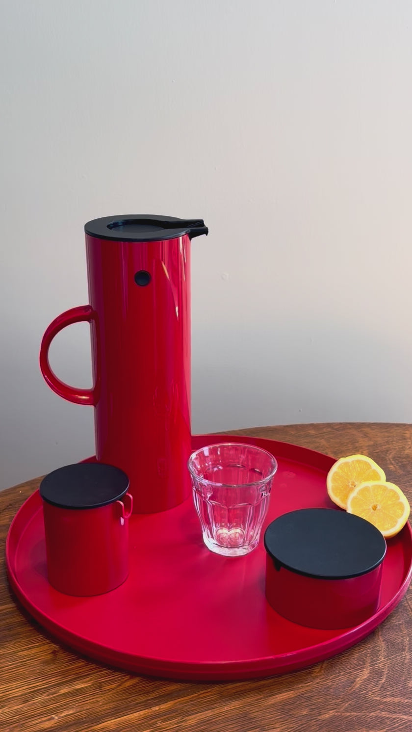 Red Thermos Coffee Service by Erik Magnussen (Denmark, c. 1980s)